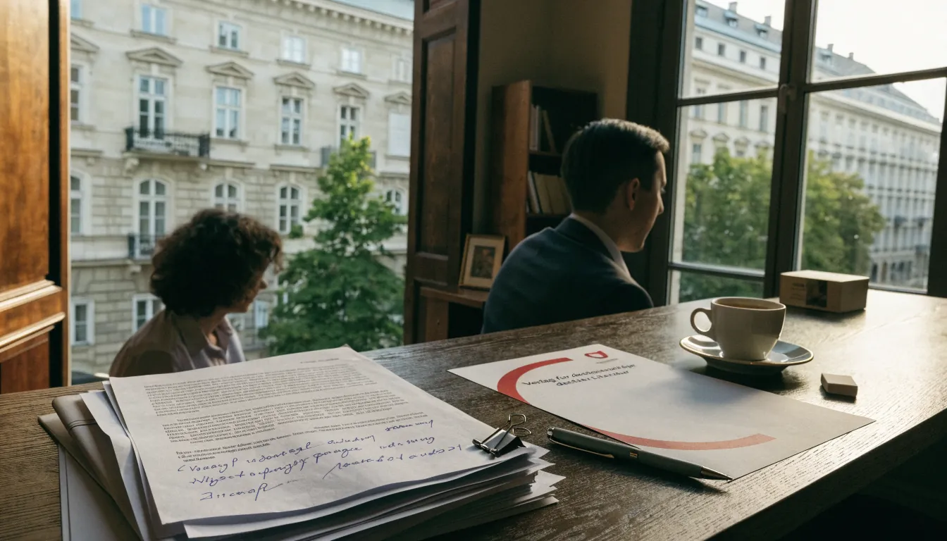 Professionelles österreichisches Büro mit rechtlichen Dokumenten